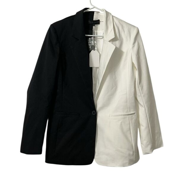 English Factory Color block Black & White Long Sleeve Blazer(Size Medium) - Picture 1 of 11